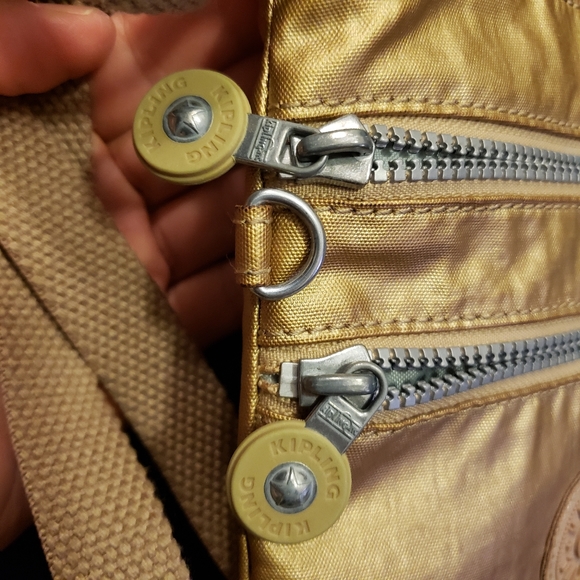 KIPLING Gold Crossbody Multi Zip Bag - Picture 5 of 11